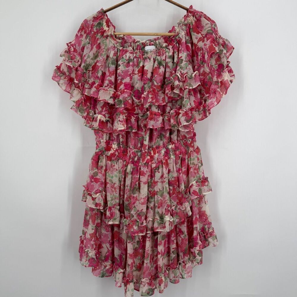 Misa Los Angeles Multicolor Isella Floral Ruffled Georgette Mini Dress Medium